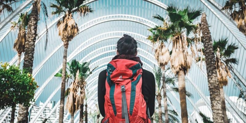 Man with backpack travelling